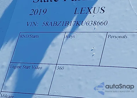 2019 Lexus Es 350 F Sport from USA, damaged, VIN 58ABZ1B17KU038660